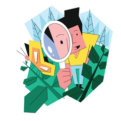 A person looking in a magnifying mirror.eps