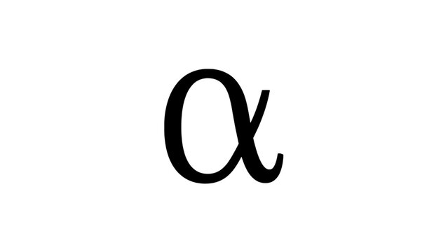 Lowercase Greek alpha symbol in a serif vector glyph on white background