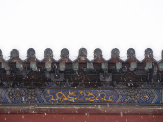 Dai Temple ancient buildings and historical sites in heavy snow