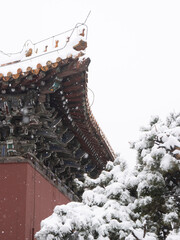 Dai Temple ancient buildings and historical sites in heavy snow