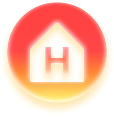 Red gradient icon with letter H for hotel or hospital