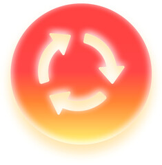 Red gradient recycle sign icon for ecology environment