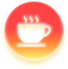 Red gradient cafe shop icon for coffee and drink