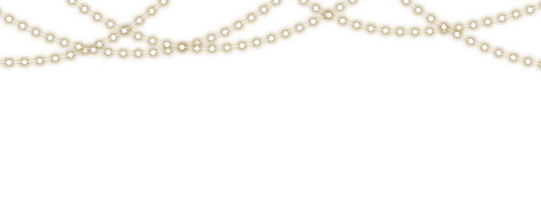 Christmas garland with gold glitter. Bright Christmas lights – twinkling bulbs and festive PNG garland.