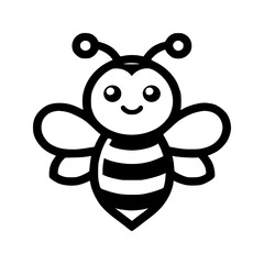Obraz premium Cute Bee Mascot Icon Vector Black and White