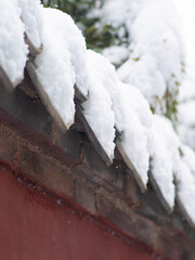 Dai Temple ancient buildings and historical sites in heavy snow