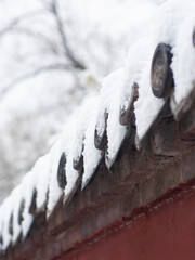 Dai Temple ancient buildings and historical sites in heavy snow