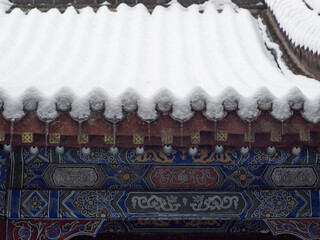 Dai Temple ancient buildings and historical sites in heavy snow