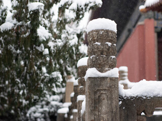 Dai Temple ancient buildings and historical sites in heavy snow