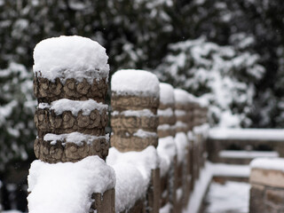 Dai Temple ancient buildings and historical sites in heavy snow
