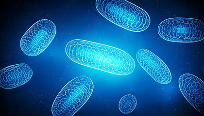 ミトコンドリアのエネルギー産生イメージ  光り輝くATP合成の科学イラスト  Mitochondria