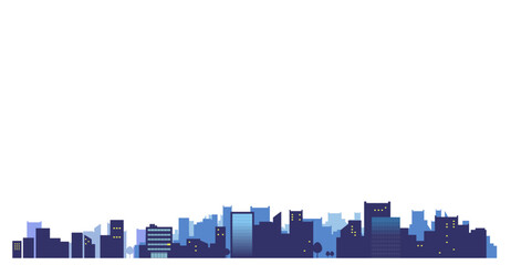 コピースペースのあるシンプルな街並みのシルエットのイラスト素材　背景イラスト　都市景観	