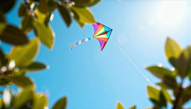 low angle shot of vibrant kite in midday sky perfect for international kite day