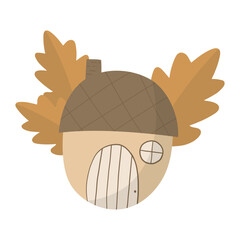 Illustration of Acorn House with Leaves