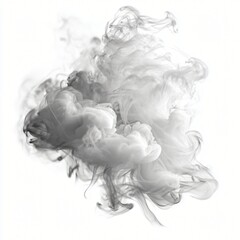 Fototapeta premium Black smoke swirling on white background with artistic patterns and flowing shapes