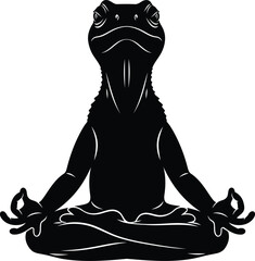 Peaceful lizard practicing yoga and mindfulness illustration