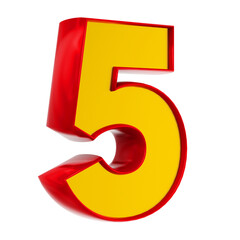 Fototapeta premium Glossy Red and Yellow 3D Number Five