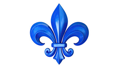 A royal blue stylized flower emblem, against a black background