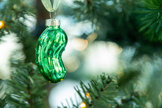 Christmas Pickle Tree Glass Ornament tradition
