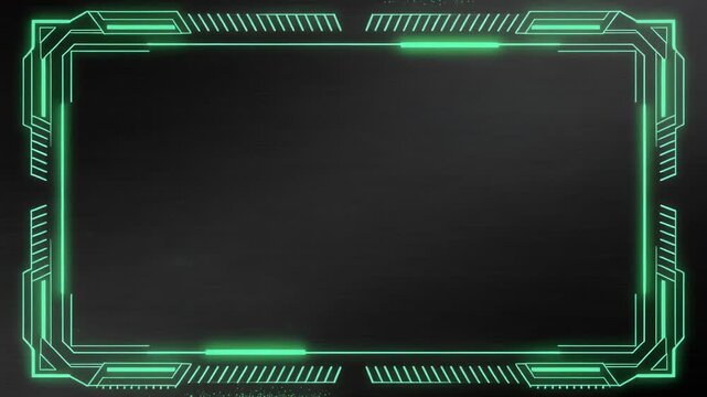 Futuristic Neon Green Border Animation on Dark Background