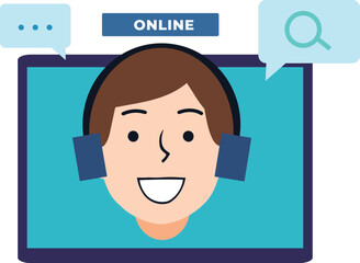 Online Customer Support and Inquiry Concept Illustration / Ilustración de Consulta y Soporte al Cliente en Línea / Ilustração de Consulta e Suporte ao Cliente Online