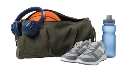 sports equipment and accessories isolated on transparent background for fitness and training gear