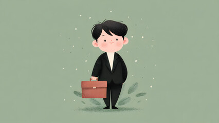 Successful Business Professional: A young professional with a briefcase and dressed in a business suit ready to take on the world. Depicting ambition and confidence for career and business success