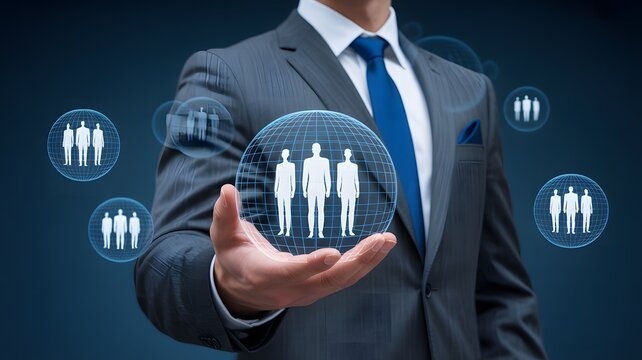 Businessman presenting global network connections - Powered by Adobe