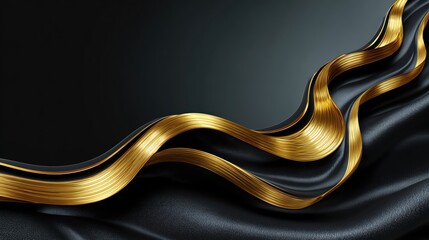 Elegant gold waves on a smooth black background, perfect for luxury-themed designs and creative projects.