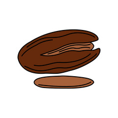 Single Date Fruit Flat Illustration with Black Outline