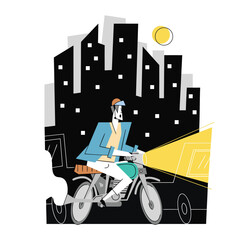 A person riding a motorcycle.eps