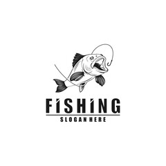 fishing logo template vector in white background