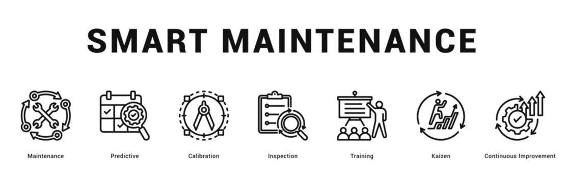 Smart Maintenance Modern and clean web banner illustration featuring thematic icons for visual communication