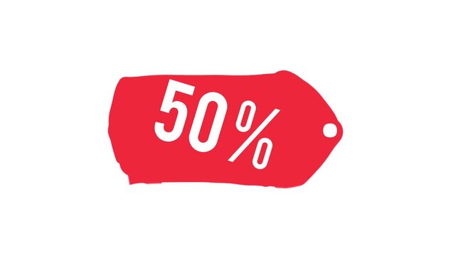 Discounted Sale Tag with Fifty Percent Off for Promotional Offers.