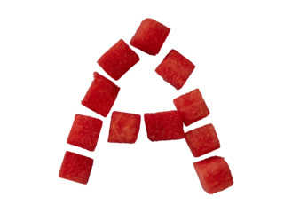 A alphabet made of watermelon cubes