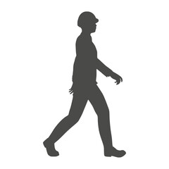 Man architect. Confident construction manager wearing hardhat. Successful mature civil engineer silhouette. Project management, engineering and safety inspection.