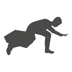 Silhouette of a businessman in a suit, walking with a briefcase. Successful entrepreneur. Career growth, teamwork, business strategy and finance concept.