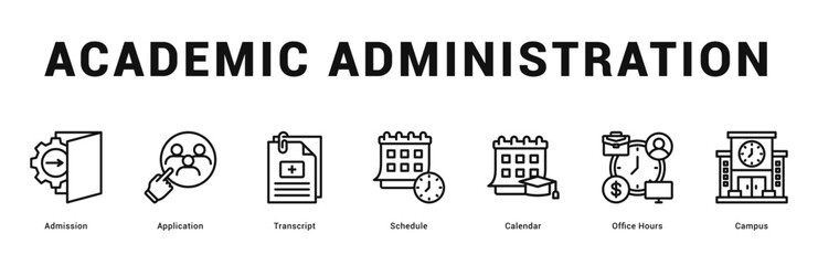 Academic Administration Modern and clean web banner illustration featuring thematic icons for visual communication