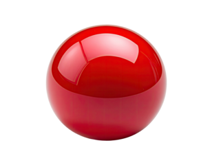 A glossy, vibrant red sphere isolated against a stark black background
