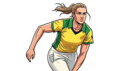 Female Athlete Bowling - High detailed vector art