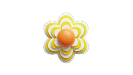 3D Flower with Orange Center on White Background
