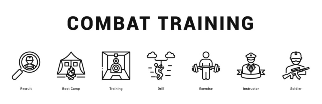 Combat Training Modern and clean web banner illustration featuring thematic icons for visual communication