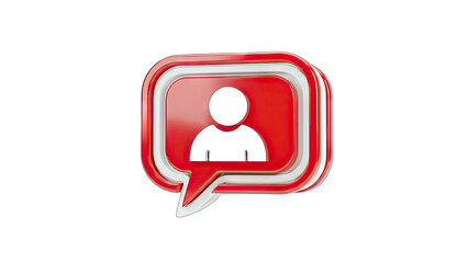 3D Follower Icon in Speech Bubble on White Background