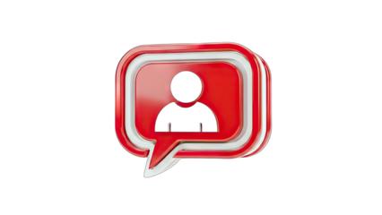 3D Follower Icon in Speech Bubble on White Background