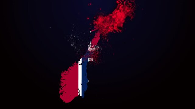 Norway Map Forming from Flowing Particles Representing Global Digital Connectivity and Data Networks