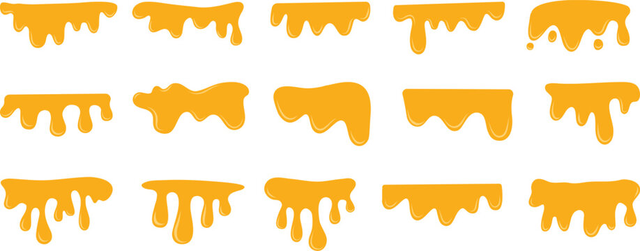 Melted Cheese Drips Set Isolated on White
