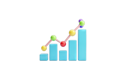 3D Chart Showing Growth in Business Context