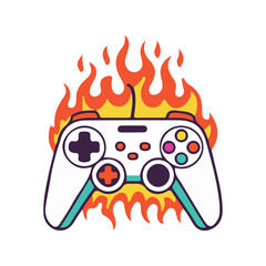 gamepad handheld controller joystick flame fire art vector illustration © ConsInstant