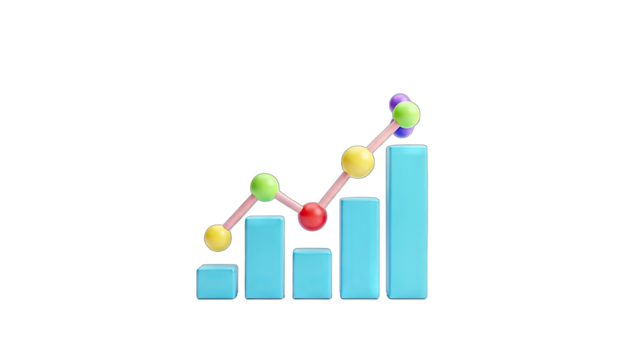 3D Chart Showing Growth in Business Context - Powered by Adobe