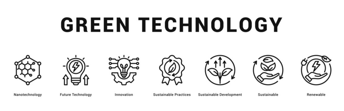Green Technology Modern and clean web banner illustration featuring thematic icons for visual communication